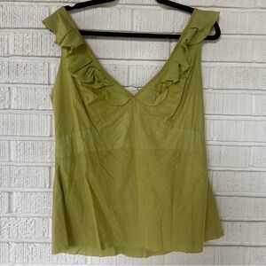 Green Ruffle Sleeveless Top - 100% cotton NWT